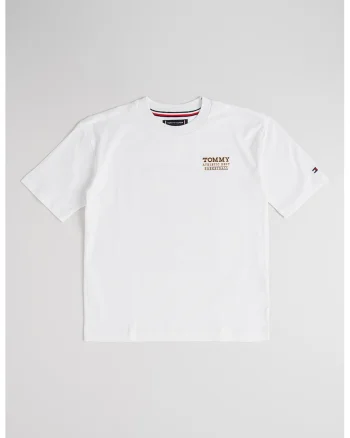 Tricou din bumbac cu imprimeu logo crontrastant pe partea din spate, Alb