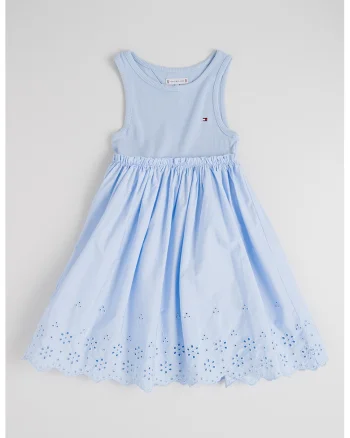 Rochie evazata din bumbac, Albastru pastel