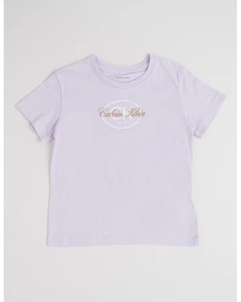 Tricou din bumbac organic cu decolteu la baza gatului, Lila