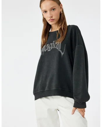 Bluza de trening cu maneci cazute, Gri antracit