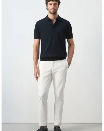 Pantaloni chino conici cu buzunare, Alb murdar