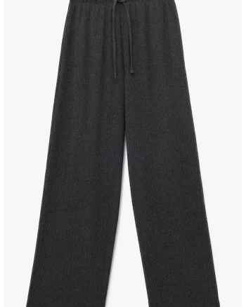 Pantaloni cu croiala ampla si snur in talie, Gri inchis