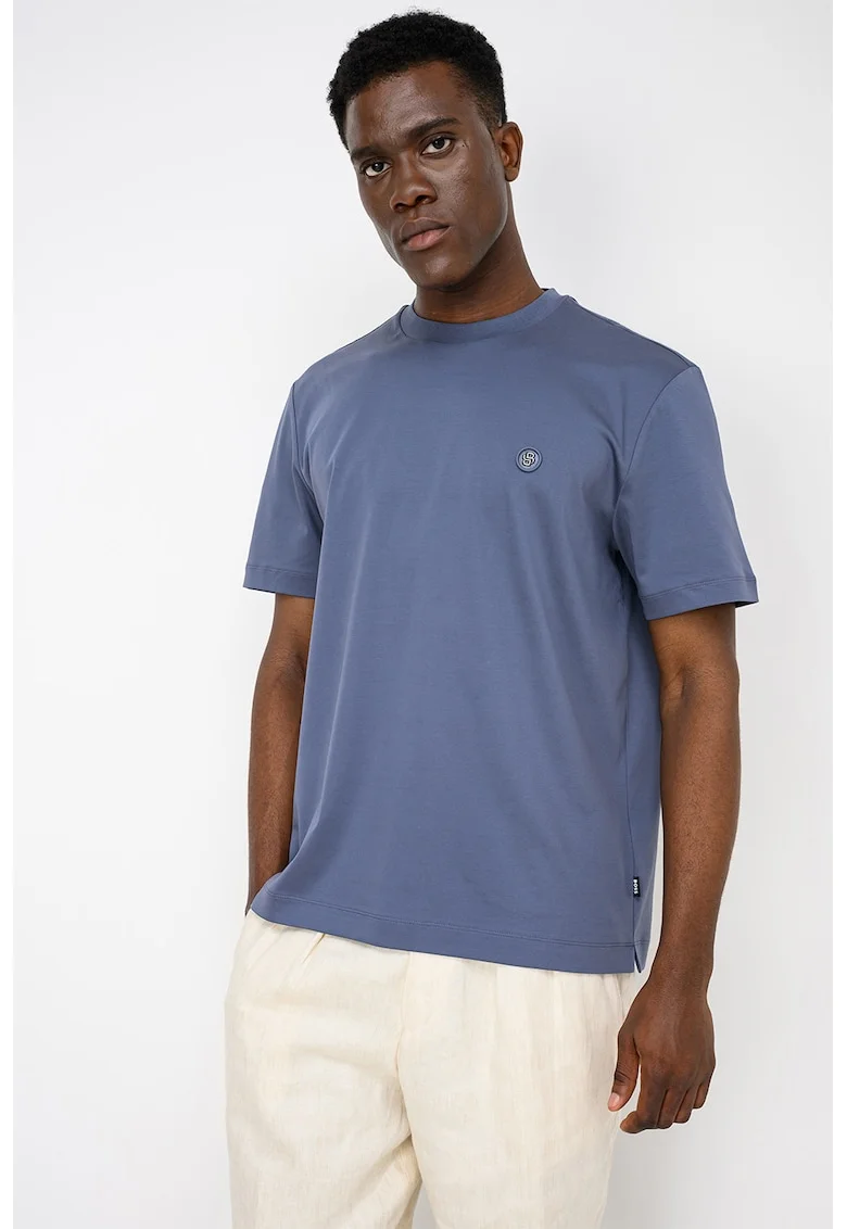 Tricou cu decolteu rotund Taut, Albastru stins