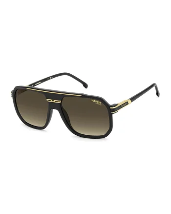 Ochelari de soare dreptunghiulari cu logo, Auriu/Negru carbon