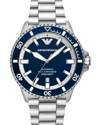 Ceas  Sea Explorer Automatic, rezistent la apa 20 ATM, albastru, bratara otel, argintiu