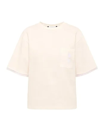 Tricou cu maneci cazute Aurelie, Alb fildes