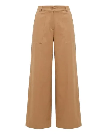 Pantaloni cu croiala ampla Calluna, Maro camel