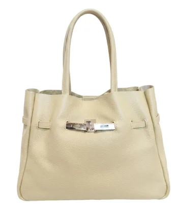 Geanta shopper de piele Marcella, Galben deschis
