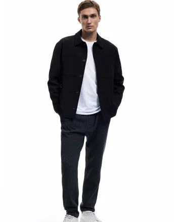 Pantaloni chino striati cu model uni, Gri antracit