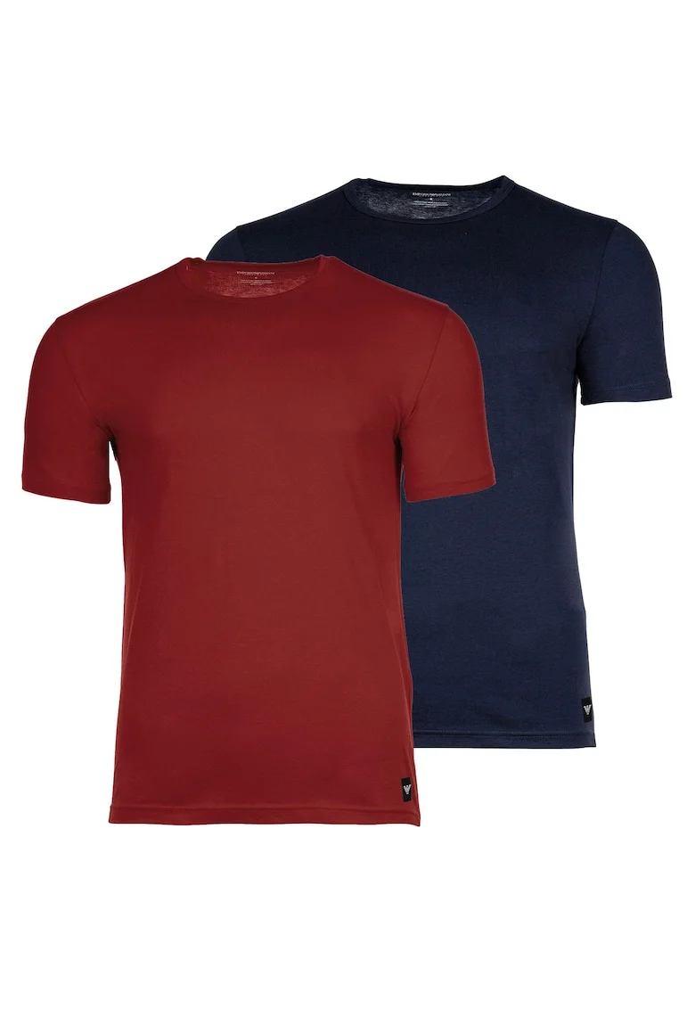 Set de tricouri regular fit, din amestec de bumbac, de casa- 2 piese, Rosu/Albastru inchis