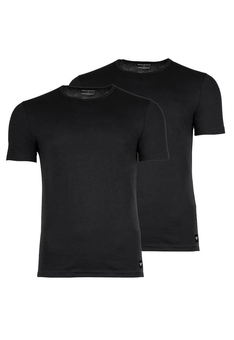Set de tricouri regular fit, din amestec de bumbac, de casa- 2 piese, Negru