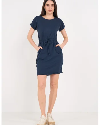 Rochie scurta cu buzunare laterale, Bleumarin