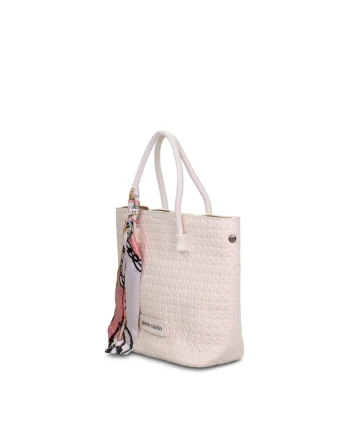 Geanta tote din piele ecologica cu accesoriu esarfa Aveline Lux, Alb
