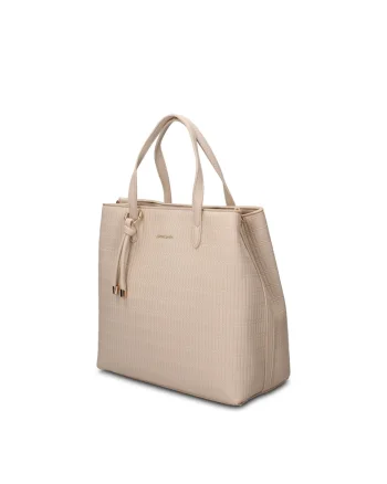 Geanta shopper din piele ecologica Oriana Chic, Bej