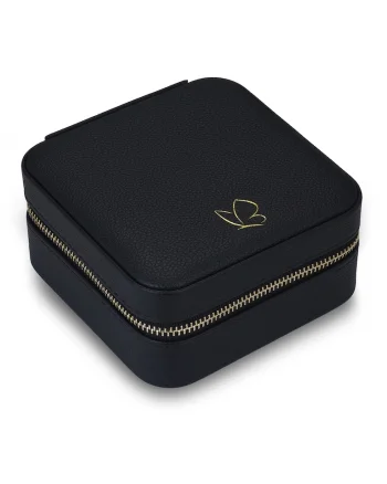Cutie de bijuterie din piele ecologica, Negru