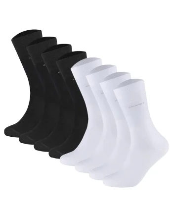 Set de sosete lungi unisex - 8 perechi, Alb/Negru