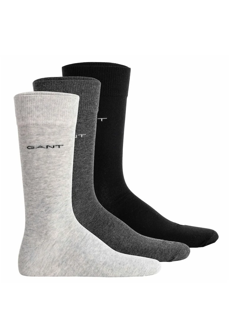 Set de sosete lungi cu detaliu logo - 3 perechi, Negru/Gri