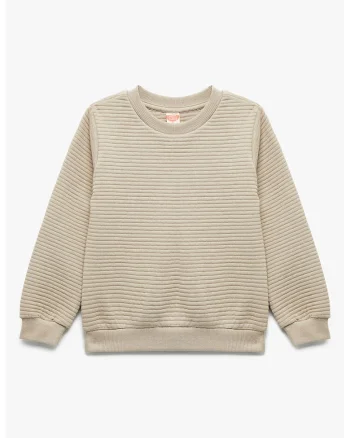 Bluza striata cu decolteu la baza gatului, Grej