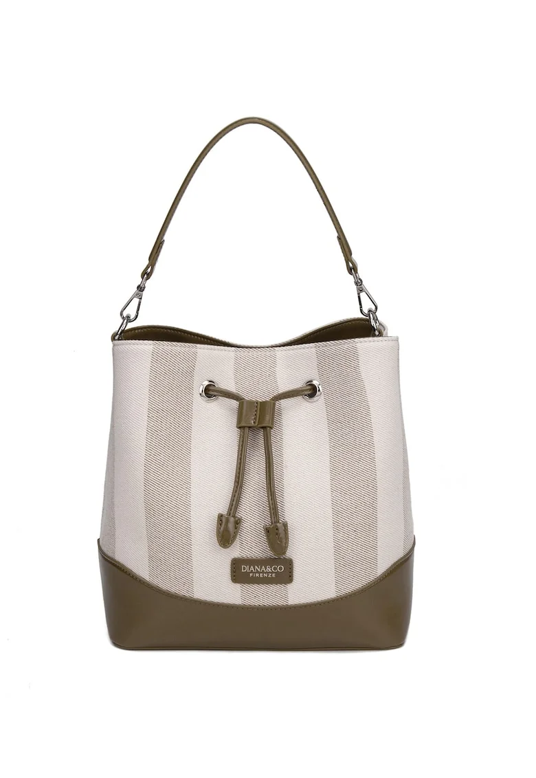 Geanta bucket de piele ecologica Eulalia Lux, Gri/Kaki inchis