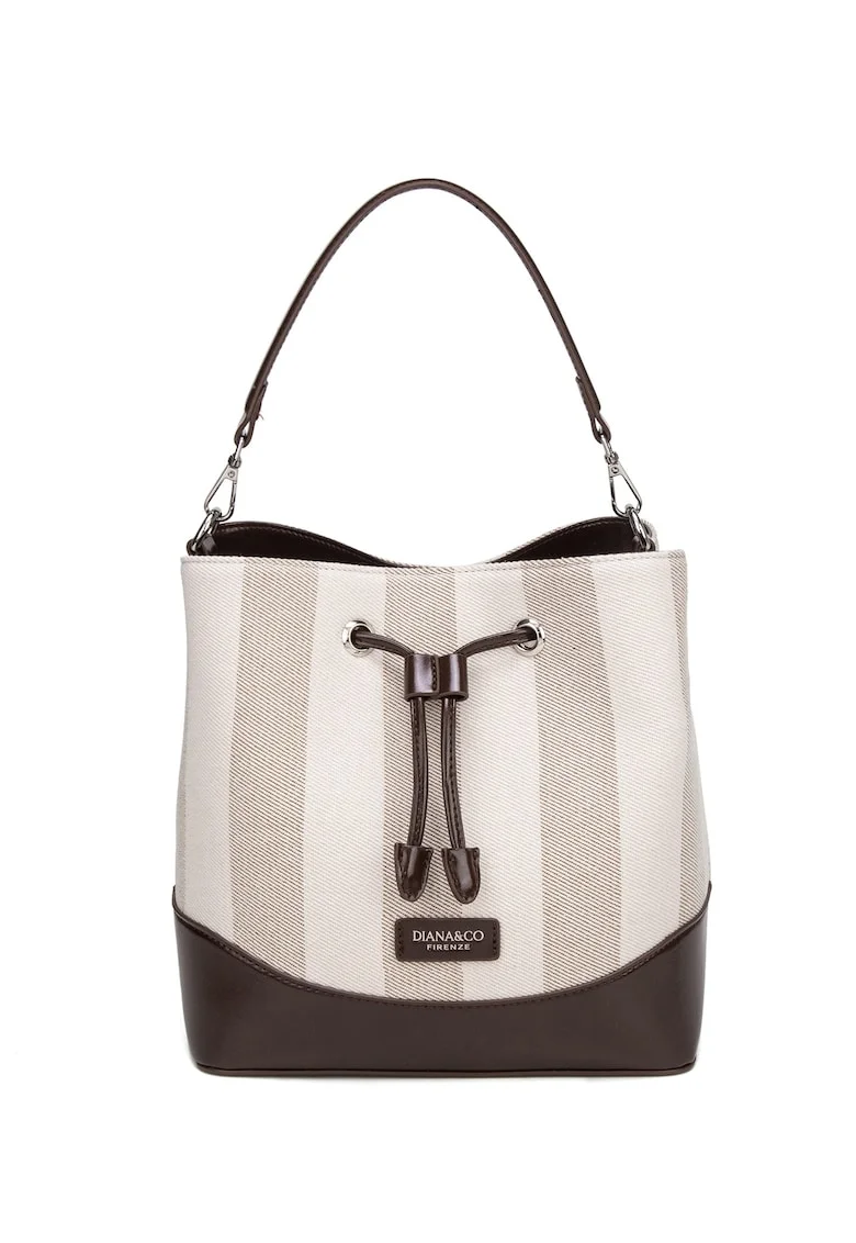 Geanta bucket de piele ecologica Eulalia Lux, Maro/Gri