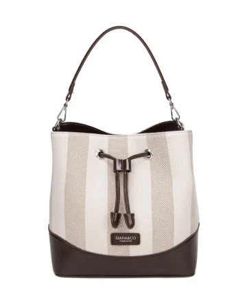 Geanta bucket de piele ecologica Eulalia Lux, Maro/Gri
