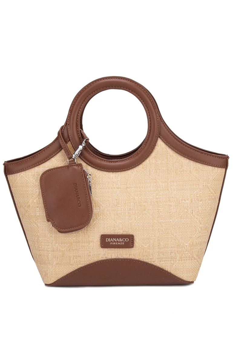 Geanta tote in doua nuante Novara Plus, Maro cognac/Bej