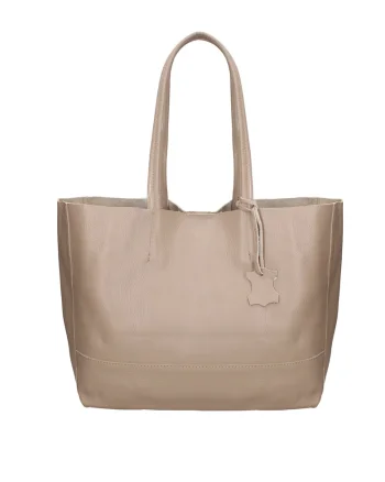 Geanta shopper de piele Ciel, Maro nisip
