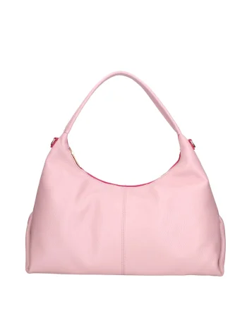 Geanta hobo de piele granulata, Roz pastel