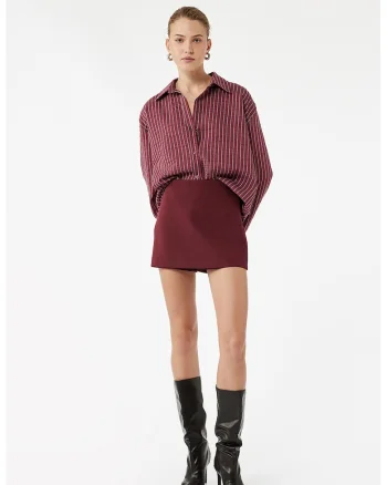 Fusta-pantalon uni cu fermoar, Visiniu