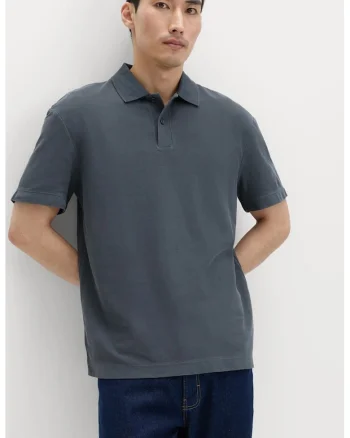Tricou polo lejer din bumbac, Gri grafit