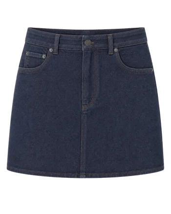 Fusta mini,  denim, talie inalta, albastru marin