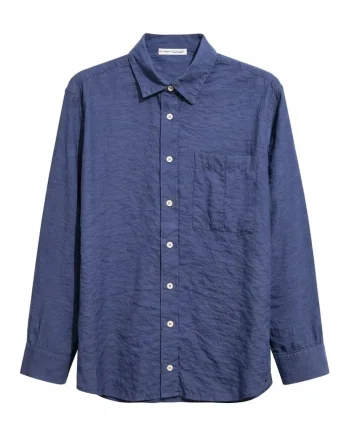 Camasa dama,  Relaxed Fit, albastru marin, 90% modal, cu buzunar