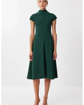Rochie midi, Happiness Istanbul, tip A, verde smarald, tricotata, casual