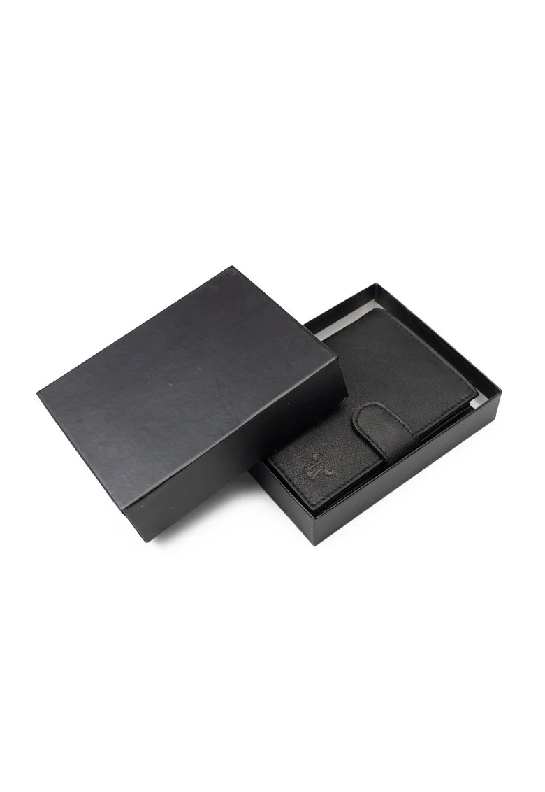 Portofel barbati din piele naturala negru Veres cu capsa, protectie RFID
