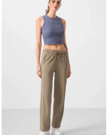 Pantaloni dama  bej, viscoza/poliester
