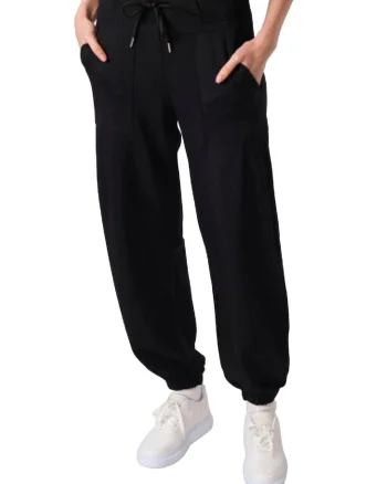 Pantaloni dama,  jogger, talie medie, negru