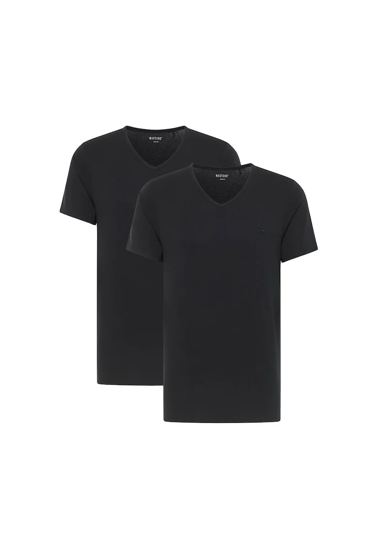 Set de tricouri cu decolteu in V - 2 piese, Negru