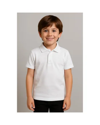Tricou polo din bumbac pentru baieti, Alb