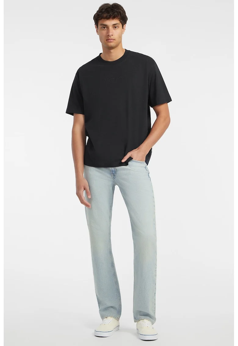 Tricou supradimensionat cu maneci cazute, Negru