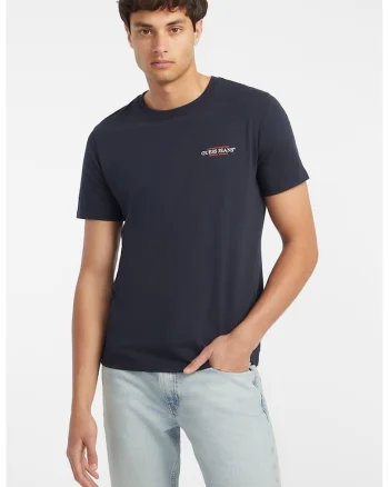 Tricou slim fit cu decolteu la baza gatului, Negru stins