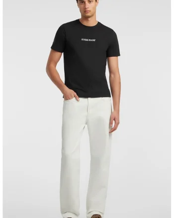Tricou din bumbac cu imprimeu logo, Alb/Negru