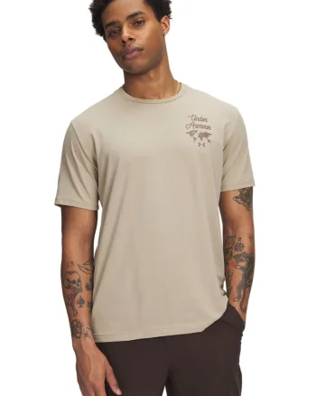 Tricou cu logo si imprimeu pe spate Sports, Bej