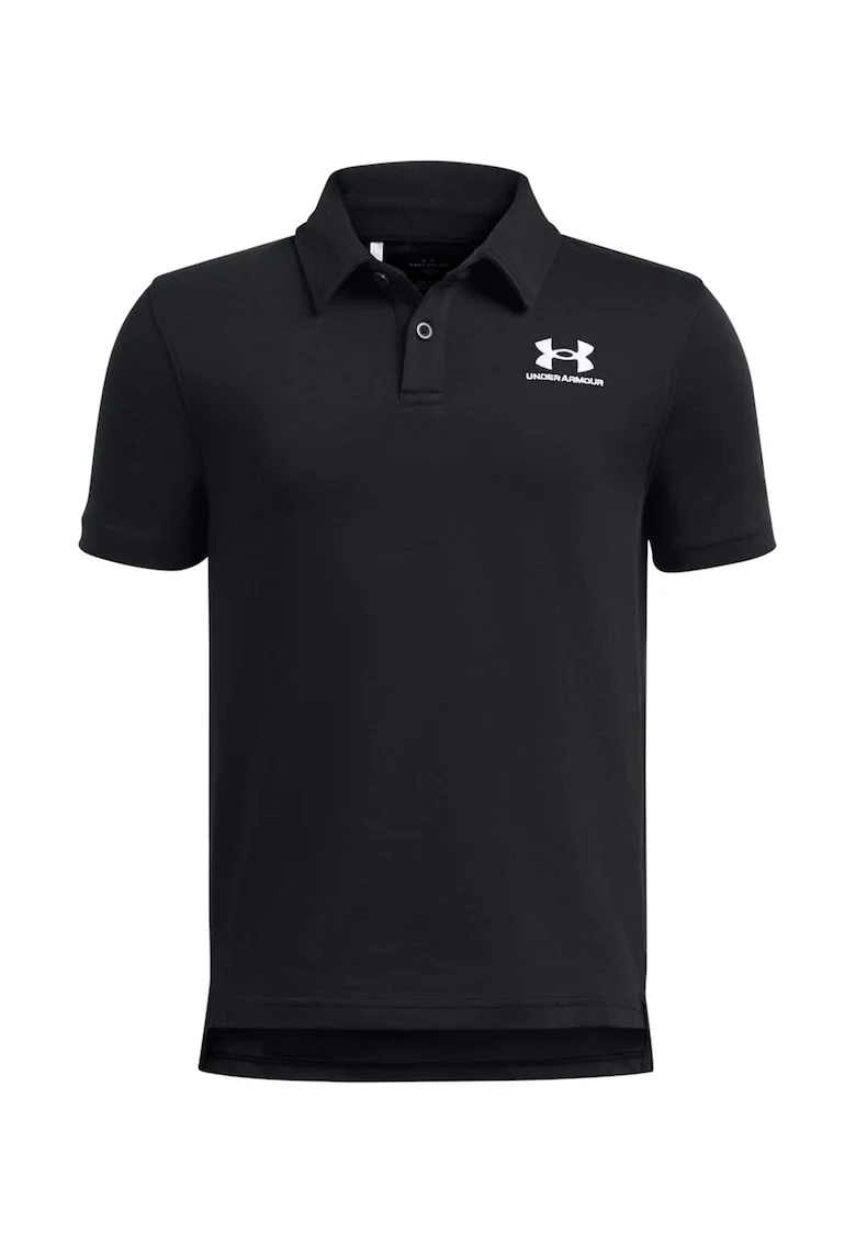Tricou polo din amestec de bumbac cu logo, Negru