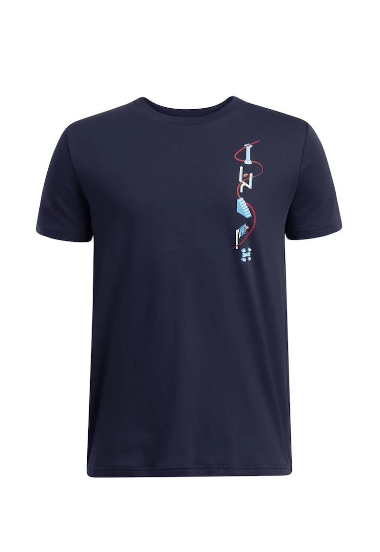 Tricou regular fit cu imprimeu grafic pe spate, Galben pal/Bleumarin