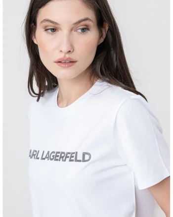 Tricou de bumbac organic cu imprimeu logo, Alb optic