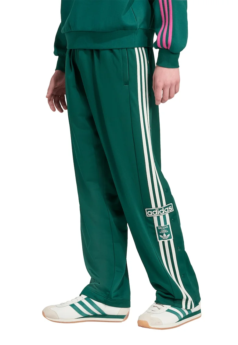 Pantaloni de trening drepti cu slituri laterale, Alb/Verde aquamarin