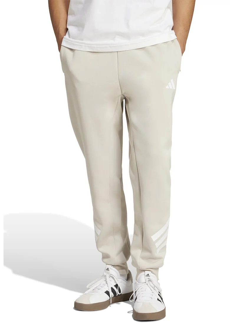 Pantaloni de trening din amestec de bumbac cu logo, Alb fildes