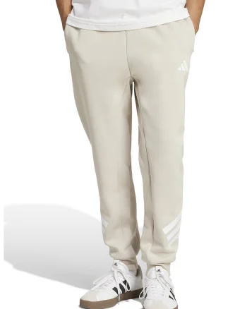 Pantaloni de trening din amestec de bumbac cu logo, Alb fildes