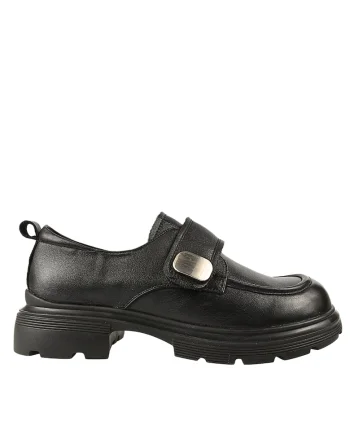 Pantofi casual, dama,  KM 6715 negru, piele naturala, Negru
