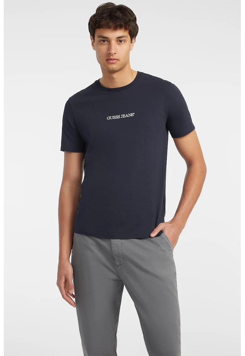 Tricou din bumbac cu imprimeu logo, Albastru ultramarin